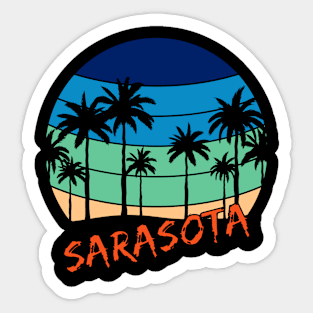 Sarasota Retro Vintage Sunset Beach Design Sticker